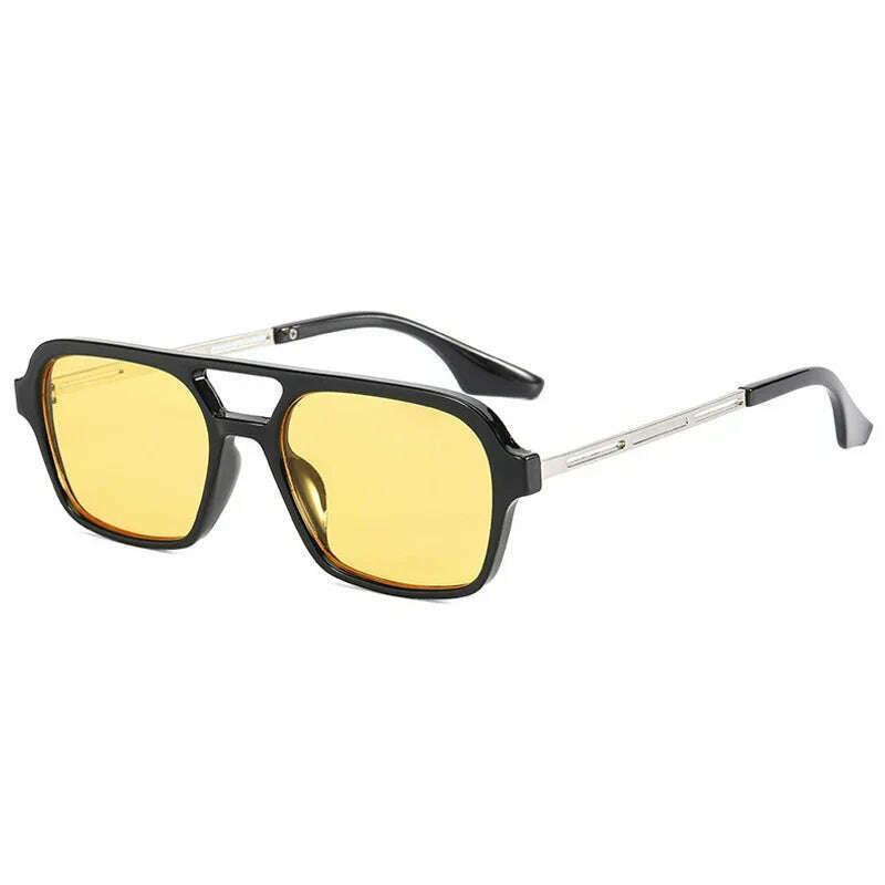KIMLUD, Small Frame Square Sunglasses Woman Brand Designer Fashion Luxury Sun Glasses Female Vintage Hollow Leopard Blue Oculos De Sol, Black Yellow / Other, KIMLUD Womens Clothes