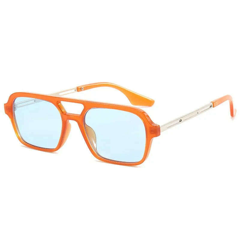 KIMLUD, Small Frame Square Sunglasses Woman Brand Designer Fashion Luxury Sun Glasses Female Vintage Hollow Leopard Blue Oculos De Sol, Orange Blue / Other, KIMLUD Womens Clothes