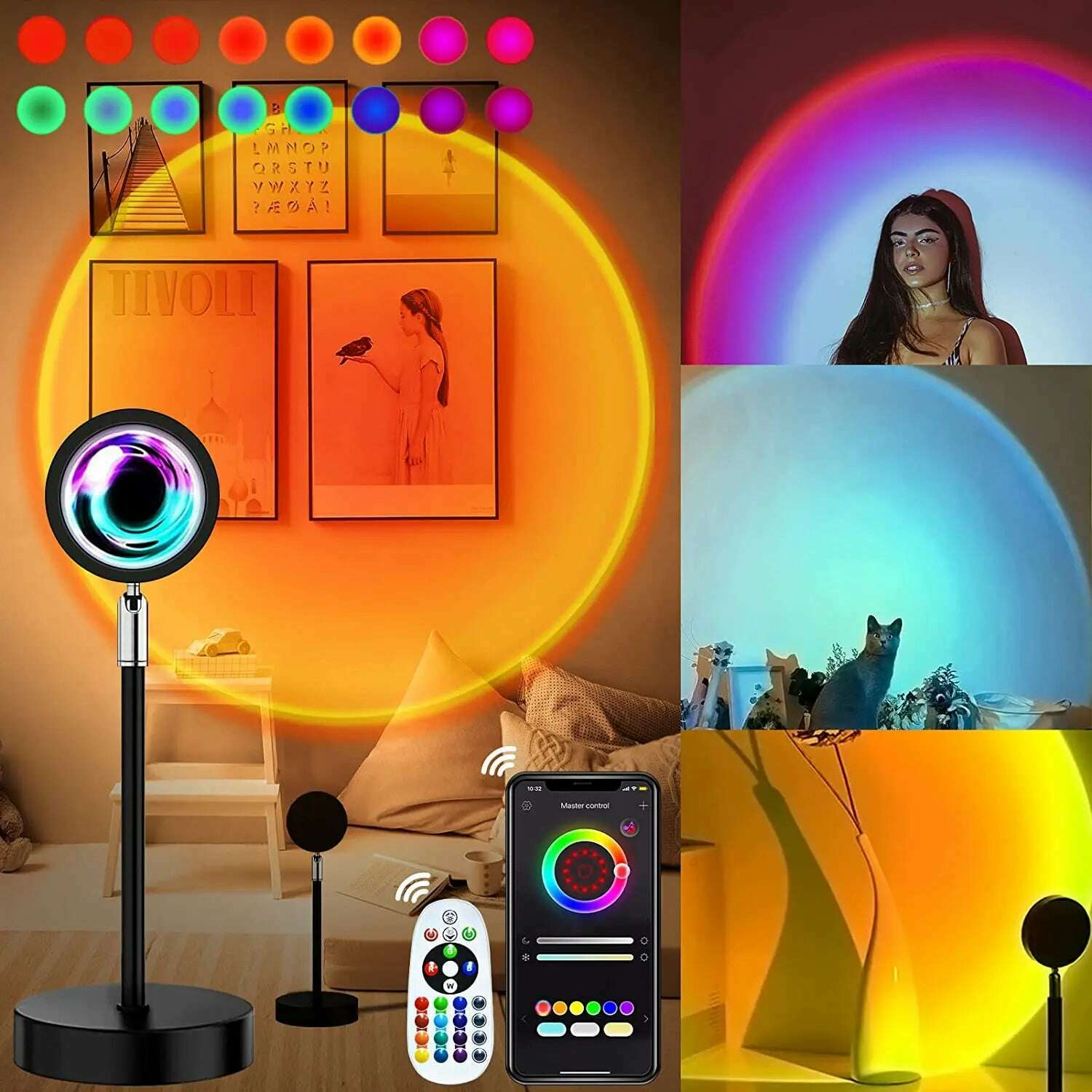 Smart Sunset Lamp Tuya LED Night Ligh USB RGB Smart Life APP Remote Projection For Room Decoration Photography Festival Birth - KIMLUD