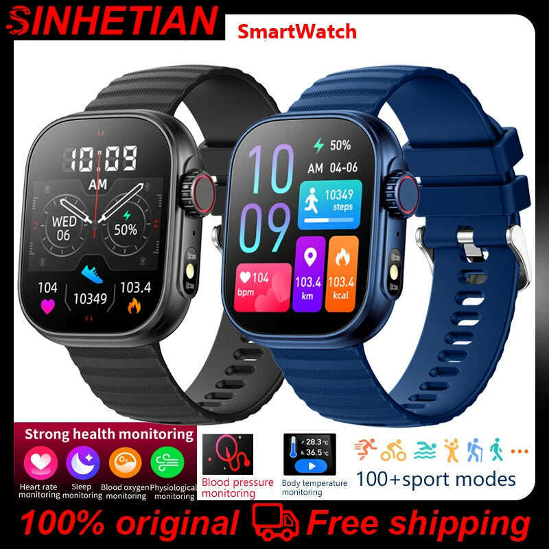 Smart Watch Bracelet 2.01 AI Voice Sleep Heart Rate Blood Pressure Bluetooth Phone Music Fitness Women Men 100+ Sport Mode Watch - KIMLUD