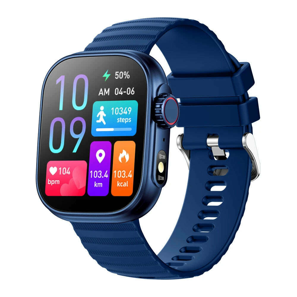 KIMLUD, Smart Watch Bracelet 2.01 AI Voice Sleep Heart Rate Blood Pressure Bluetooth Phone Music Fitness Women Men 100+ Sport Mode Watch, Blue, KIMLUD APPAREL - Womens Clothes