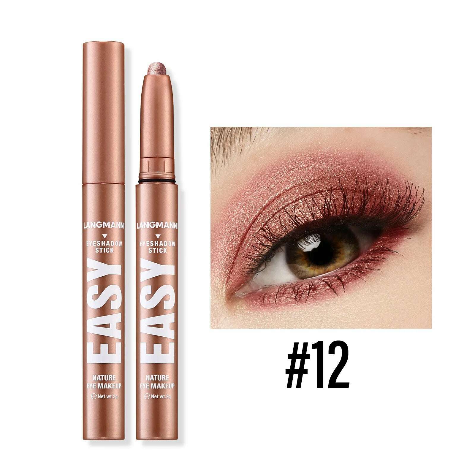 KIMLUD, Smoky Rose Purple Eyeshadow Pencil Glitter Shimmer Highlighter&Eye Shadow Eyeliner Stick Bronze Matte Eye Shadow Stick Makeup, 12, KIMLUD APPAREL - Womens Clothes