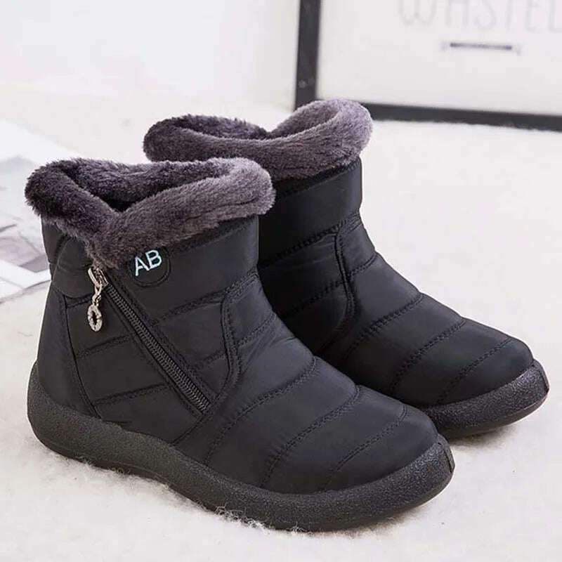 Snow Women Boots Comfortable Women's Boots Waterproof Women Shoes Zipper Shoes Woman Soft Fur Women's Winter Boots Botas Mujer - KIMLUD