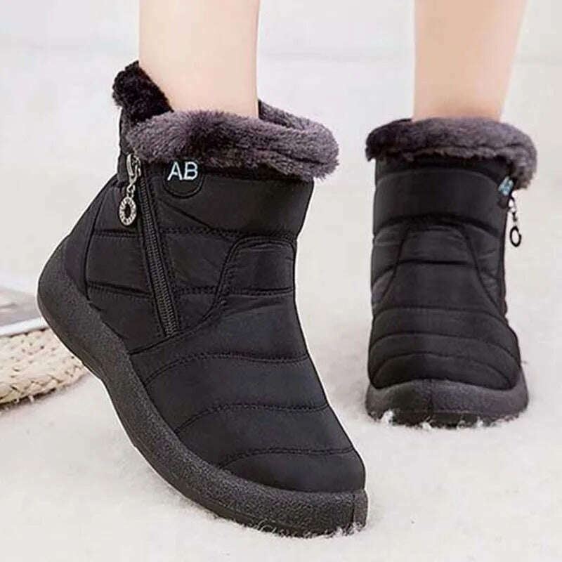 Snow Women Boots Comfortable Women's Boots Waterproof Women Shoes Zipper Shoes Woman Soft Fur Women's Winter Boots Botas Mujer - KIMLUD