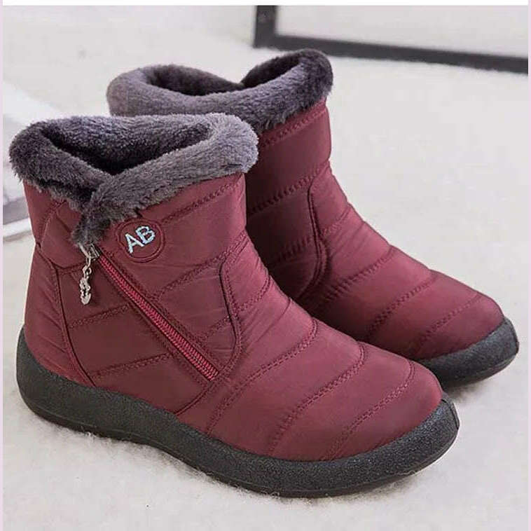 Snow Women Boots Comfortable Women's Boots Waterproof Women Shoes Zipper Shoes Woman Soft Fur Women's Winter Boots Botas Mujer - KIMLUD