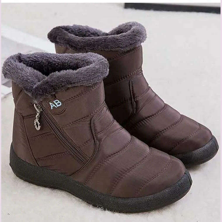 Snow Women Boots Comfortable Women's Boots Waterproof Women Shoes Zipper Shoes Woman Soft Fur Women's Winter Boots Botas Mujer - KIMLUD