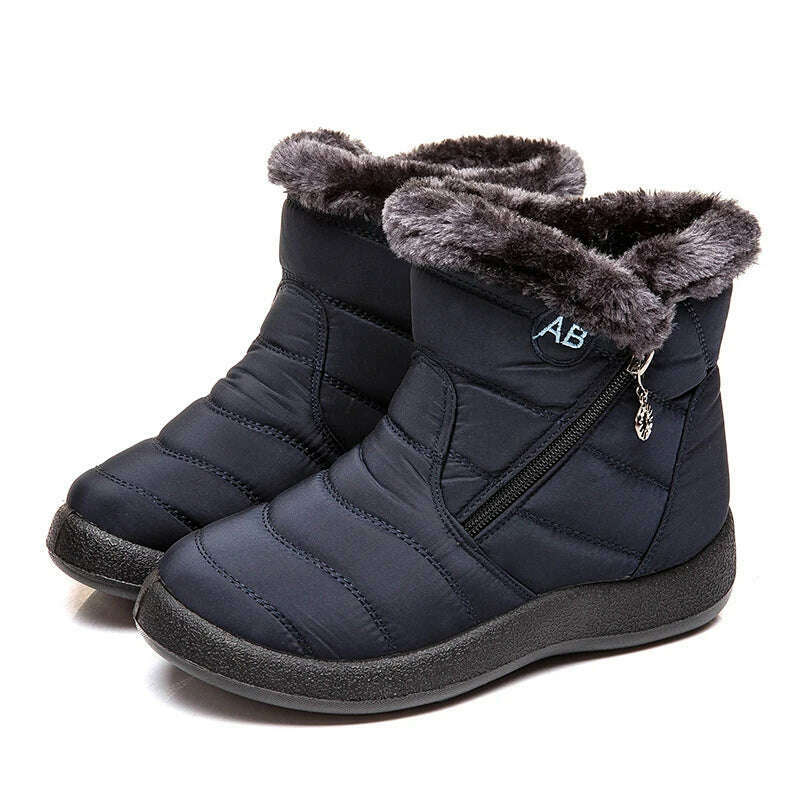 Snow Women Boots Comfortable Women's Boots Waterproof Women Shoes Zipper Shoes Woman Soft Fur Women's Winter Boots Botas Mujer - KIMLUD