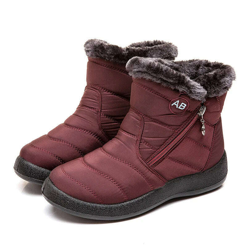 Snow Women Boots Comfortable Women's Boots Waterproof Women Shoes Zipper Shoes Woman Soft Fur Women's Winter Boots Botas Mujer - KIMLUD