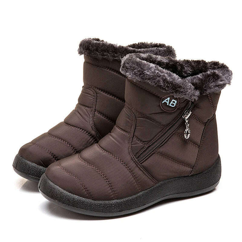 Snow Women Boots Comfortable Women's Boots Waterproof Women Shoes Zipper Shoes Woman Soft Fur Women's Winter Boots Botas Mujer - KIMLUD