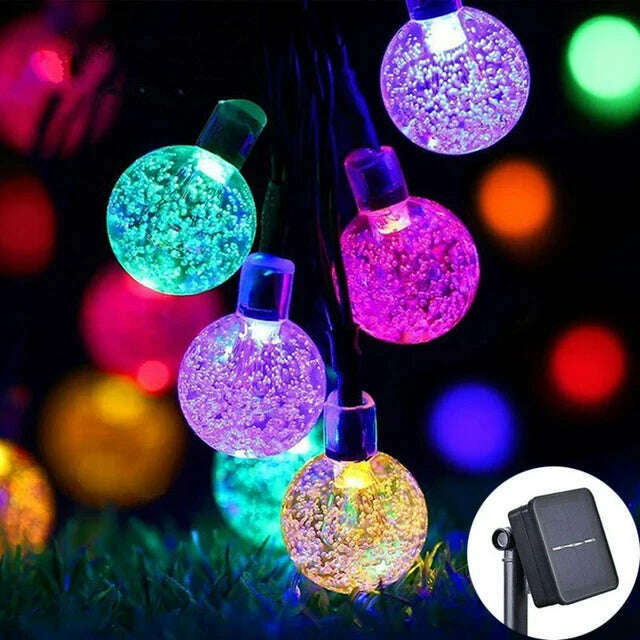 KIMLUD, Solar Crystal Globe LED String Lights 60 LED 8 Lighting Modes IP65 Fairy Light Christmas Garland For Garden Party Decor 1pc/2pcs, Multicolor / 9.5M50LEDs 2pcs, KIMLUD APPAREL - Womens Clothes