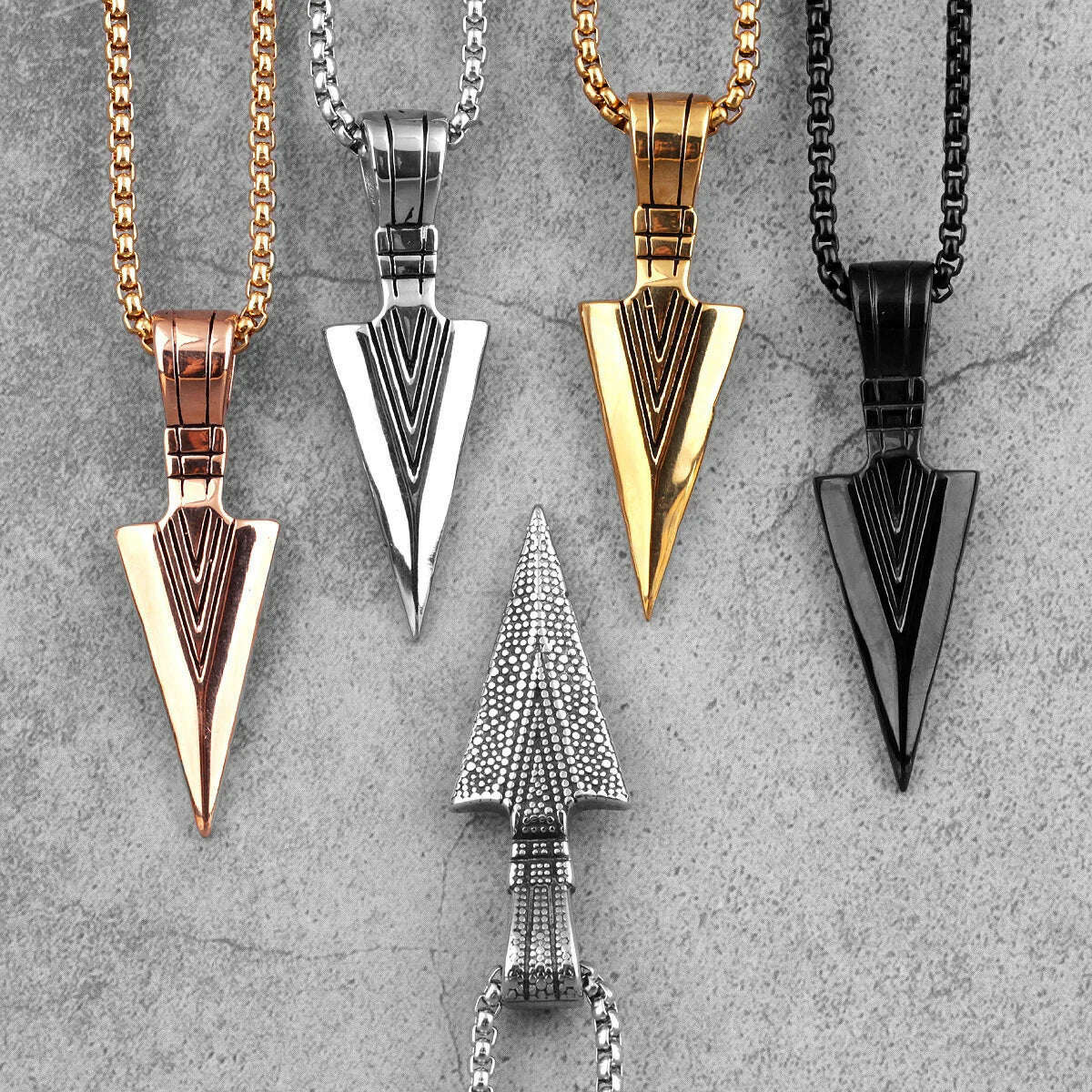 KIMLUD, Spartan Spearhead Long Men Necklaces Pendants Chain Punk for Boyfriend Male Stainless Steel Jewelry Creativity Gift, KIMLUD Womens Clothes