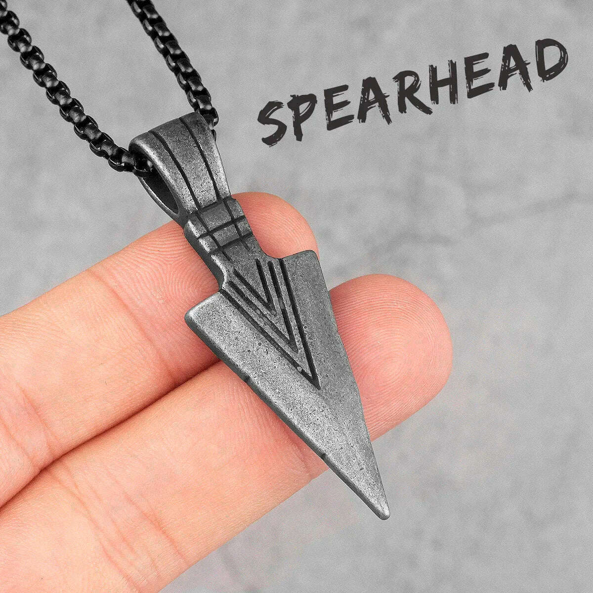 KIMLUD, Spartan Spearhead Long Men Necklaces Pendants Chain Punk for Boyfriend Male Stainless Steel Jewelry Creativity Gift, N411-Retro Black / 60cm, KIMLUD APPAREL - Womens Clothes