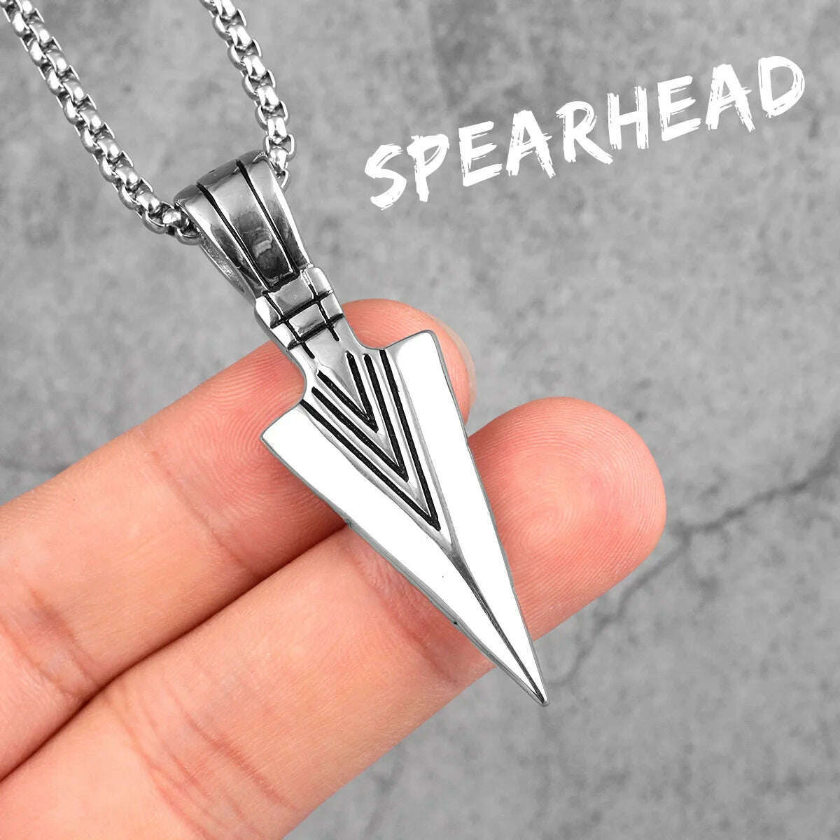 KIMLUD, Spartan Spearhead Long Men Necklaces Pendants Chain Punk for Boyfriend Male Stainless Steel Jewelry Creativity Gift, N411-Silver / 60cm, KIMLUD APPAREL - Womens Clothes