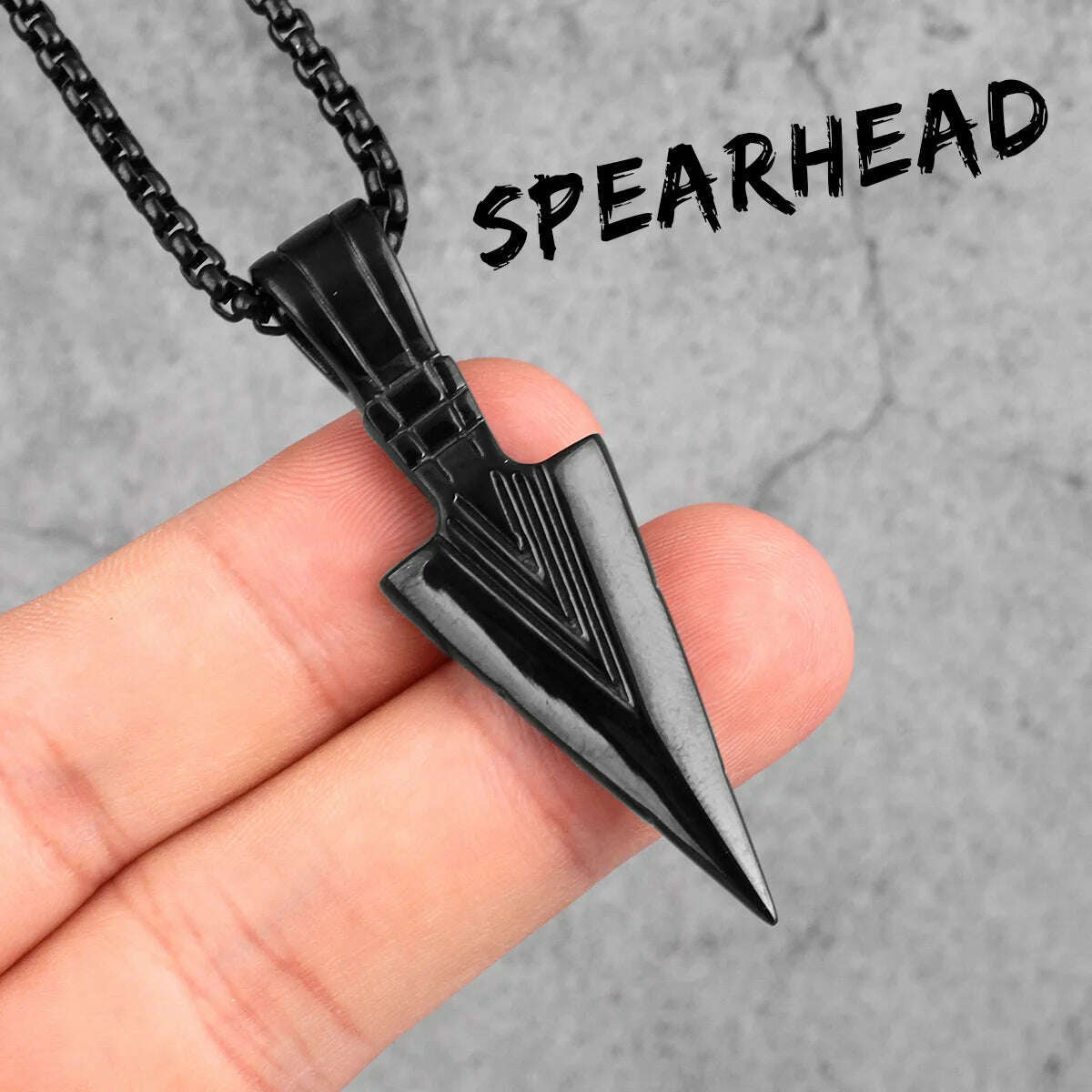 KIMLUD, Spartan Spearhead Long Men Necklaces Pendants Chain Punk for Boyfriend Male Stainless Steel Jewelry Creativity Gift, N411-Black / 60cm, KIMLUD APPAREL - Womens Clothes