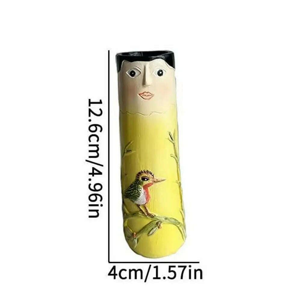 KIMLUD, Spring Family Bud Vases Hand Painted Vase with Cute Character Bohemian Flower Plant Holder Boho Resin Vase Funny Humanoid Family, Type A / belgium, KIMLUD APPAREL - Womens Clothes