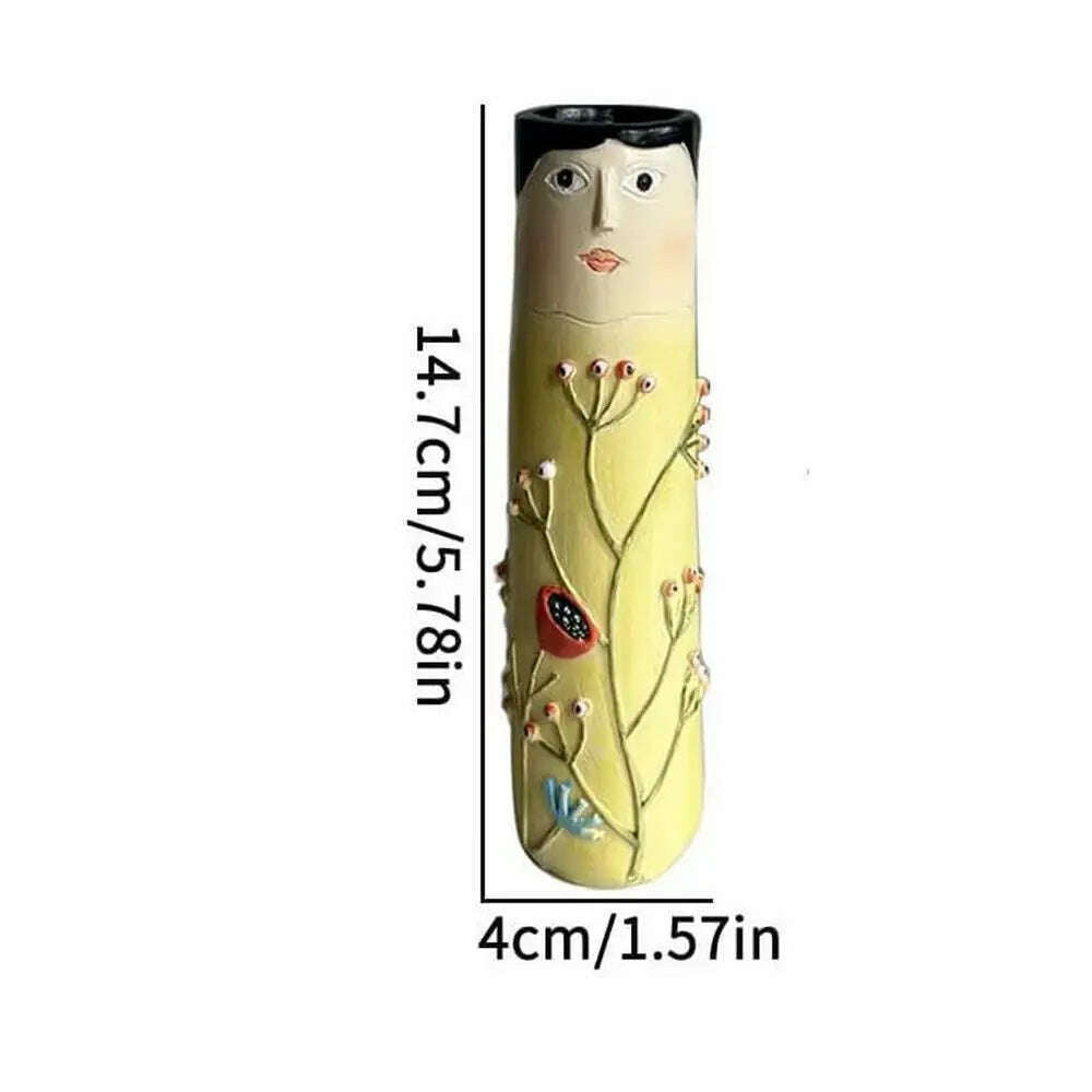 KIMLUD, Spring Family Bud Vases Hand Painted Vase with Cute Character Bohemian Flower Plant Holder Boho Resin Vase Funny Humanoid Family, Type C / belgium, KIMLUD APPAREL - Womens Clothes