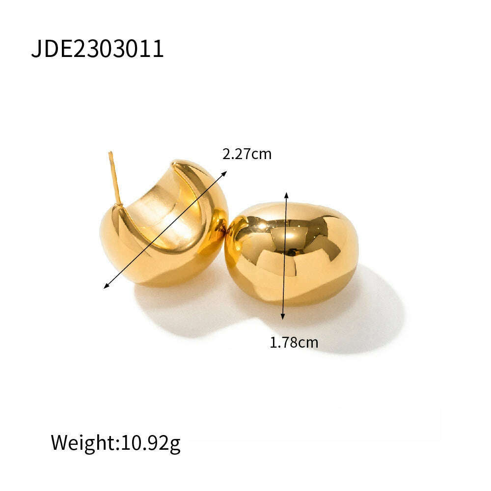 Stainless Steel 18K gold-plated Smooth Round Mini Hoop Earrings Hollow Party Jewelry C-shaped Chunky For Women Aretes de mujer - KIMLUD