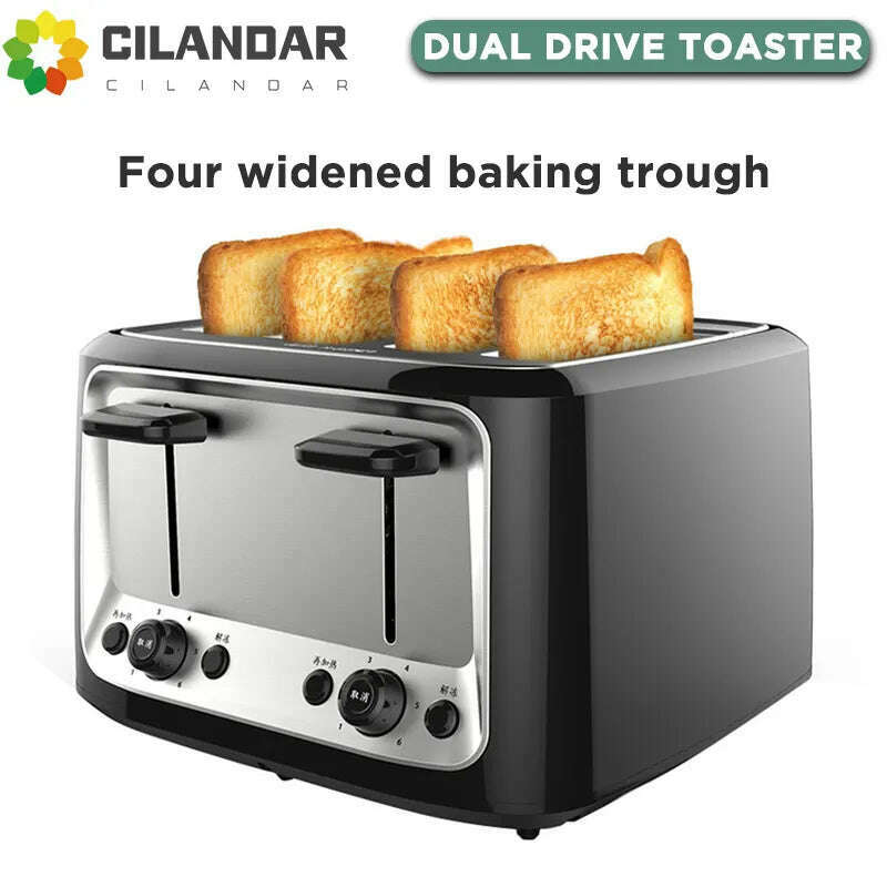 KIMLUD, Stainless steel electric toaster household automatic baking bread maker breakfast machine toast sandwich grill 4 slice Pancake, KIMLUD Womens Clothes