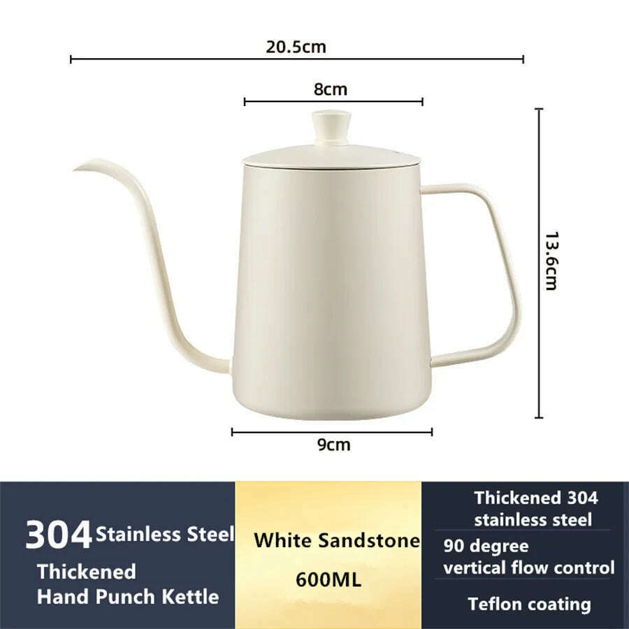 KIMLUD, Stainless Steel Hand Brewing Pot, Coffee Lug, Filter Cup, Long Spout, Fine Mouth Pot, Home Coffee Utensils, 600ML 2, KIMLUD APPAREL - Womens Clothes