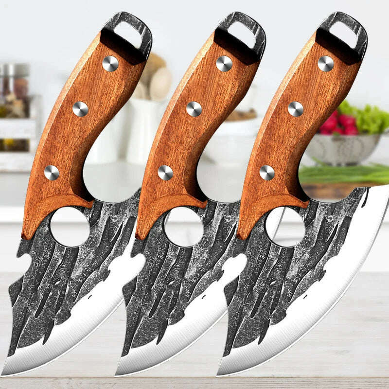 KIMLUD, Stainless Steel Kitchen Meat Cleaver Butcher Peeling Boning Knife Fish Fillet Knife Vegetable and Fruit Slicing Knife, B3pcs, KIMLUD APPAREL - Womens Clothes