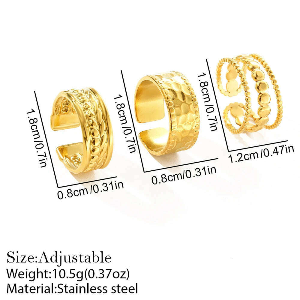 Stainless Steel RingNon-fading High-quality Fashion Bead Patchwork Triple Stacking RingFor Women Jewelry Commuter Matching - KIMLUD