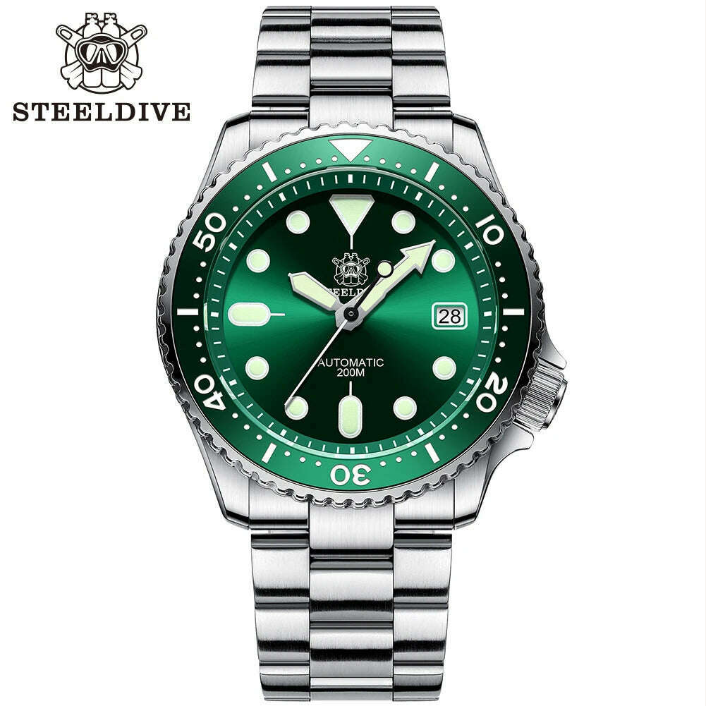 KIMLUD, STEELDIVE SD1996 Men's Dive Watch NH35 Automatic Mechanical Men's Watch Luminous Ceramic Bezel Diver watch men watches Sapphire, 96GR-SS New Version / CHINA, KIMLUD APPAREL - Womens Clothes