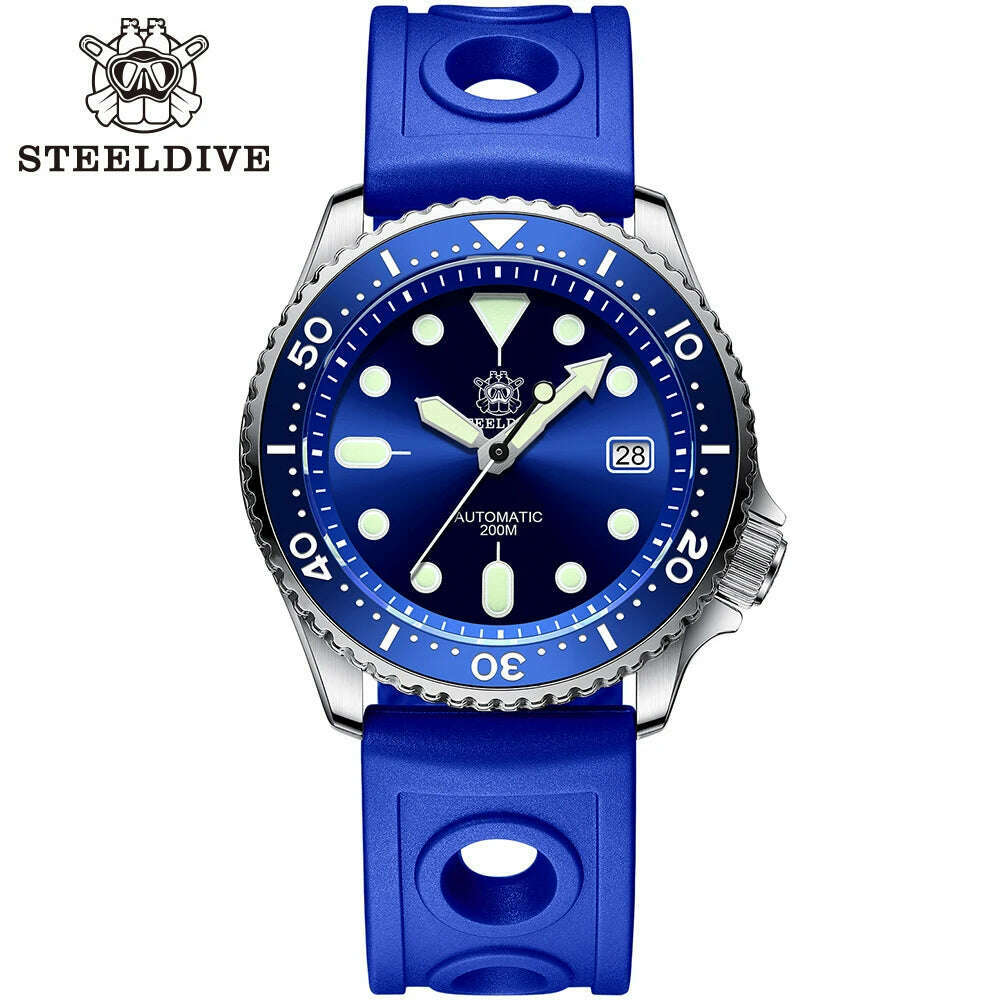 KIMLUD, STEELDIVE SD1996 Men's Dive Watch NH35 Automatic Mechanical Men's Watch Luminous Ceramic Bezel Diver watch men watches Sapphire, 96BL-LR New Version / CHINA, KIMLUD APPAREL - Womens Clothes