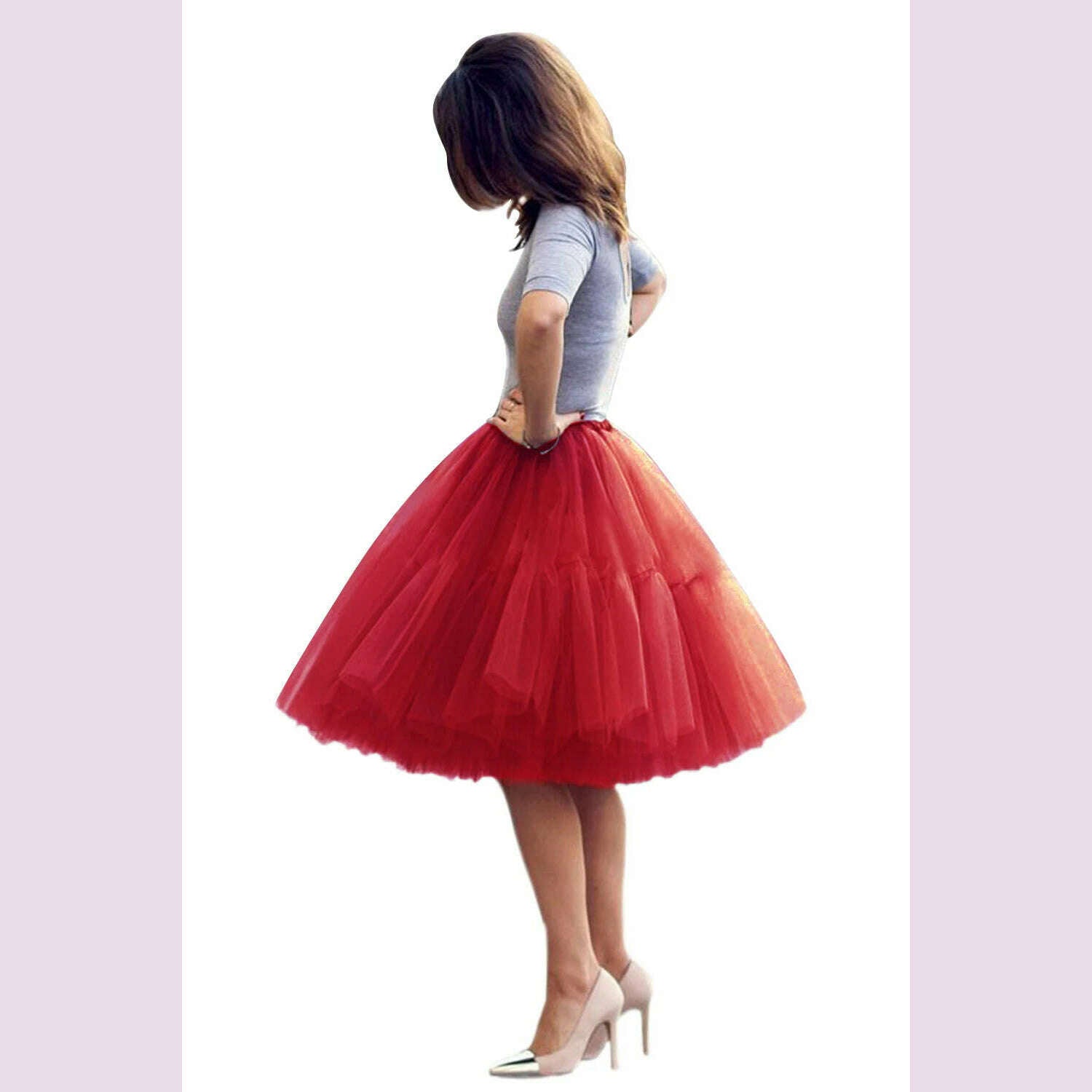 KIMLUD, STEPHANIE Tulle Tutu Skirts Multi-layer Fluffy Petticoat Underskirt Summer Princess Ball Gown Ballet Dance Women Party Skirt, Red / S, KIMLUD APPAREL - Womens Clothes