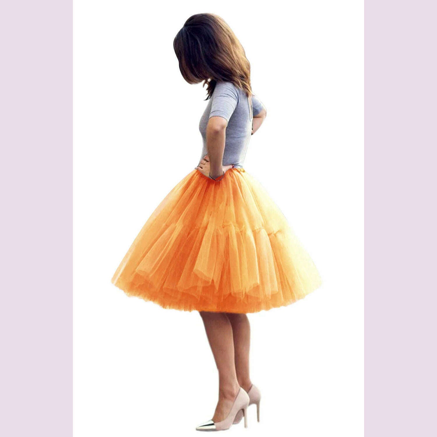 KIMLUD, STEPHANIE Tulle Tutu Skirts Multi-layer Fluffy Petticoat Underskirt Summer Princess Ball Gown Ballet Dance Women Party Skirt, Orange / S, KIMLUD APPAREL - Womens Clothes