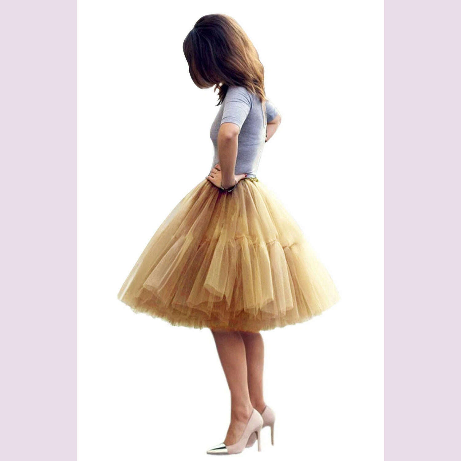 KIMLUD, STEPHANIE Tulle Tutu Skirts Multi-layer Fluffy Petticoat Underskirt Summer Princess Ball Gown Ballet Dance Women Party Skirt, Golden / S, KIMLUD APPAREL - Womens Clothes