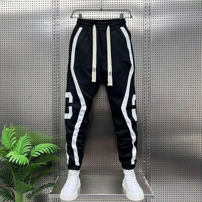 Striped Lettering Fashion Sweatpants Casual Jogger Pants Men's Harem Trousers High Quality Designer Brand Clothing - KIMLUD