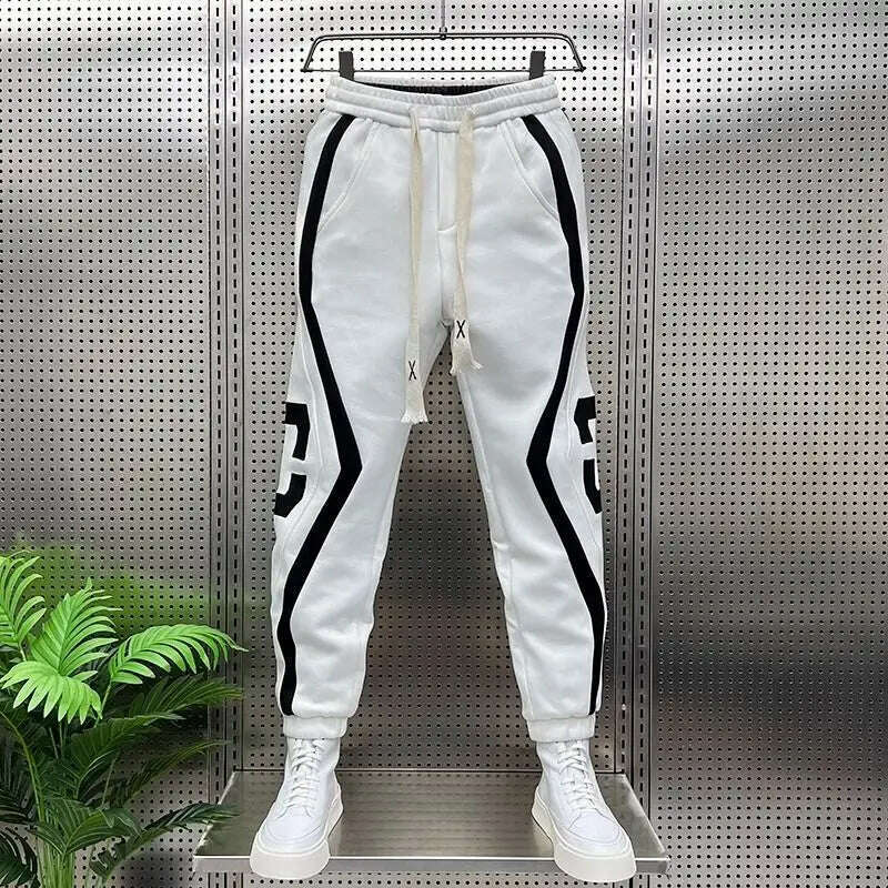 Striped Lettering Fashion Sweatpants Casual Jogger Pants Men's Harem Trousers High Quality Designer Brand Clothing - KIMLUD