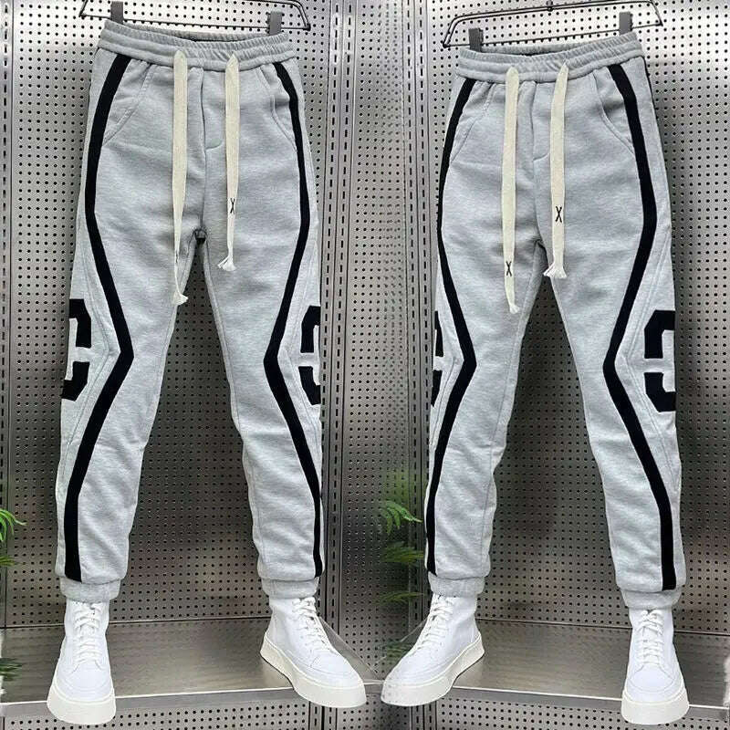 Striped Lettering Fashion Sweatpants Casual Jogger Pants Men's Harem Trousers High Quality Designer Brand Clothing - KIMLUD