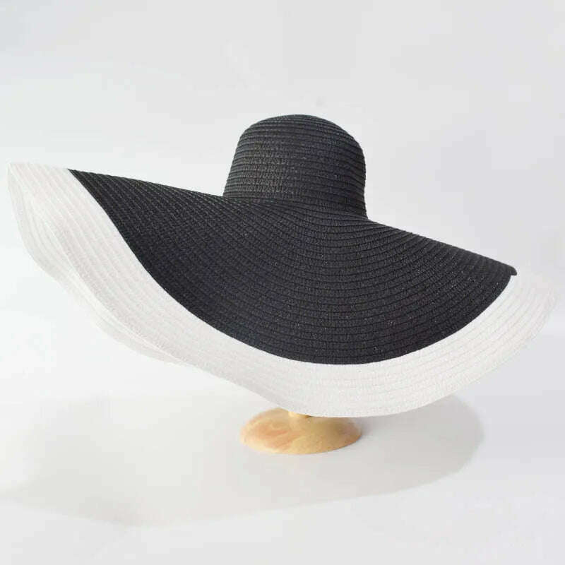 Summer 70cm Large Wide Brim Sun Hats For Women Oversized Beach Hat Foldable Travel Straw Hat Lady UV Protection Sun Shade Hat - KIMLUD