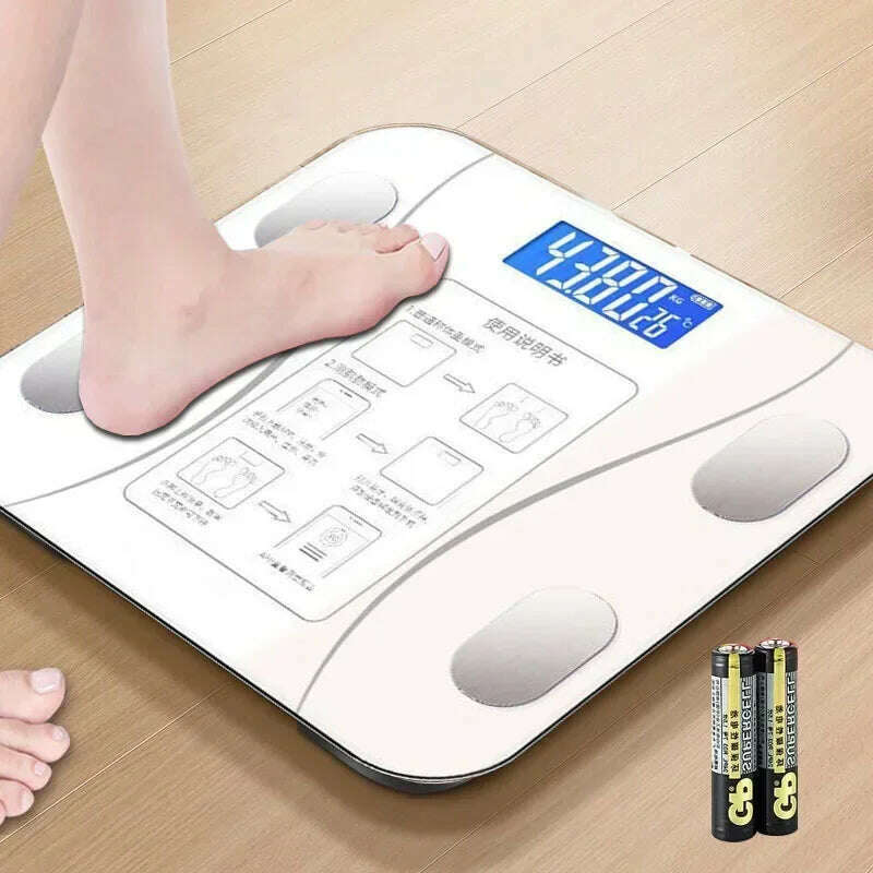 KIMLUD, Summer Household Fat Scale Adult Bluetooth Scale Intelligent Body Fat Scale Accurate  Electronic Scale Human Body Scale, white-battery, KIMLUD APPAREL - Womens Clothes