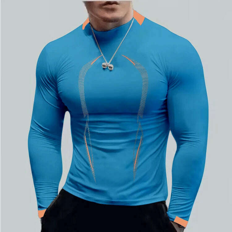 Summer men's fitness sports training Breathable short sleeve quick drying clothes men's sports fashion long sleeve T-shirt - KIMLUD