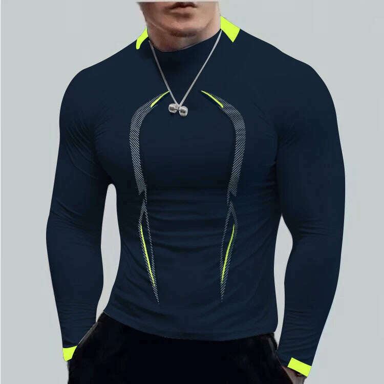 Summer men's fitness sports training Breathable short sleeve quick drying clothes men's sports fashion long sleeve T-shirt - KIMLUD