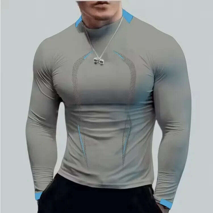 Summer men's fitness sports training Breathable short sleeve quick drying clothes men's sports fashion long sleeve T-shirt - KIMLUD