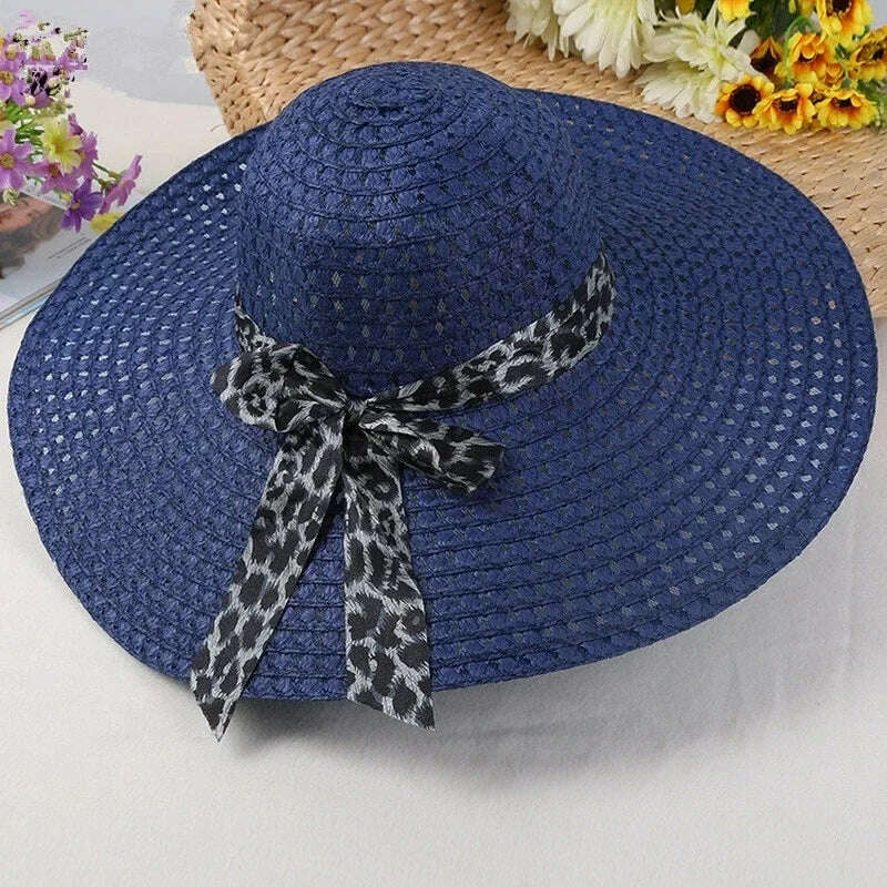 KIMLUD, Summer New Style Ladies Straw Cat, Beach Hat, Sun Hat, Sun Cat Panama Hat, Adjustable High Quality, Outdoor Cat, Travel Cat, Blue / adjustable, KIMLUD APPAREL - Womens Clothes