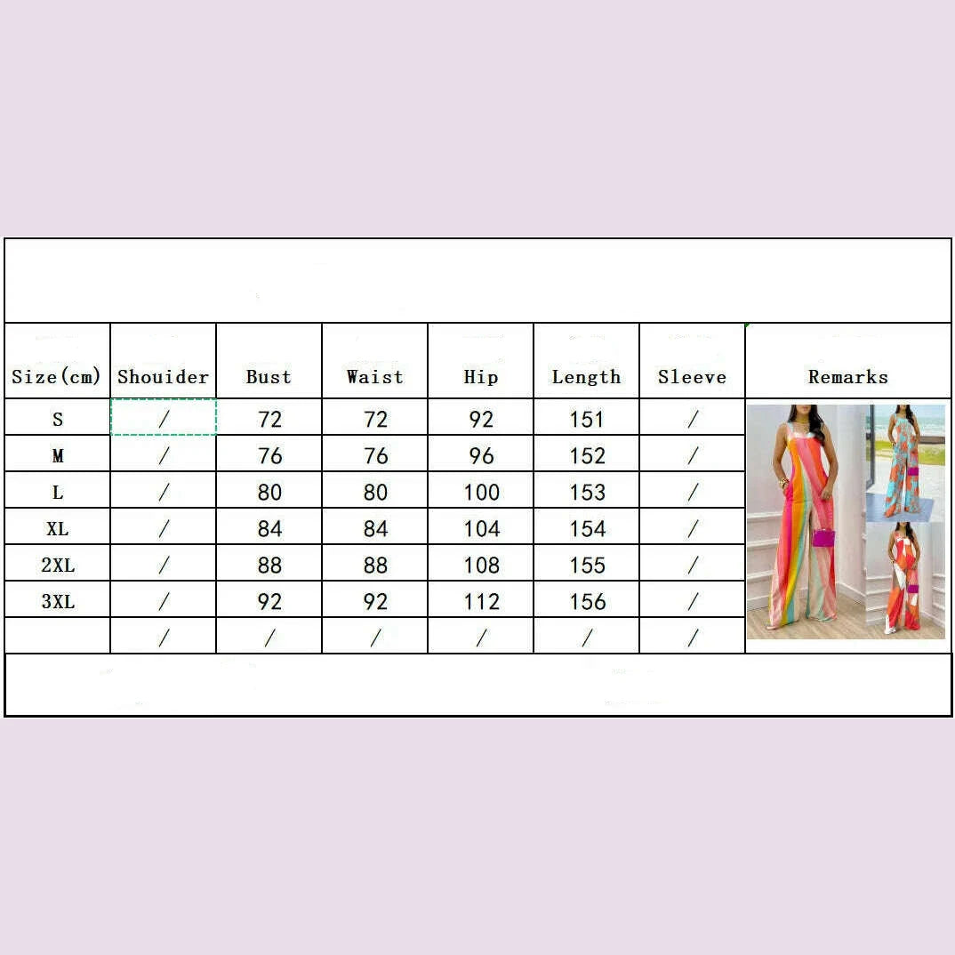 KIMLUD, Summer Print Elegnat Women's Jumpsuits Fashion Spaghetti Strap Loose Boho Wide Leg Playsuit Casual Female Wide Leg Jumpsuit, KIMLUD Womens Clothes