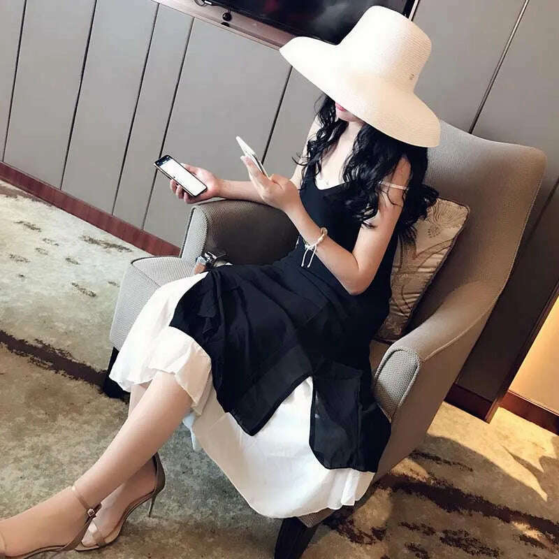 Summer Wide Brim Beach Sun Hat Big Floppy Women Hat Red Black White Red UV Sun Block Straw Hat Foldable Travel Derby Hat - KIMLUD