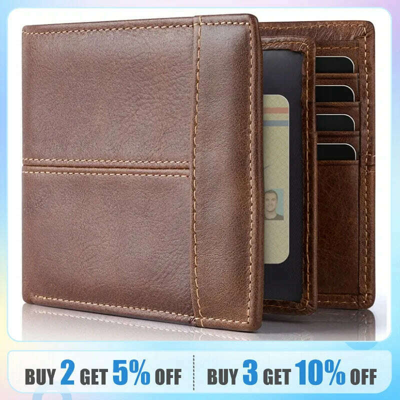 KIMLUD, Swallowmall RFID Genuine Leather Bifold Wallets For Men, ID Window 16 Card Holders Gift Box, KIMLUD Womens Clothes