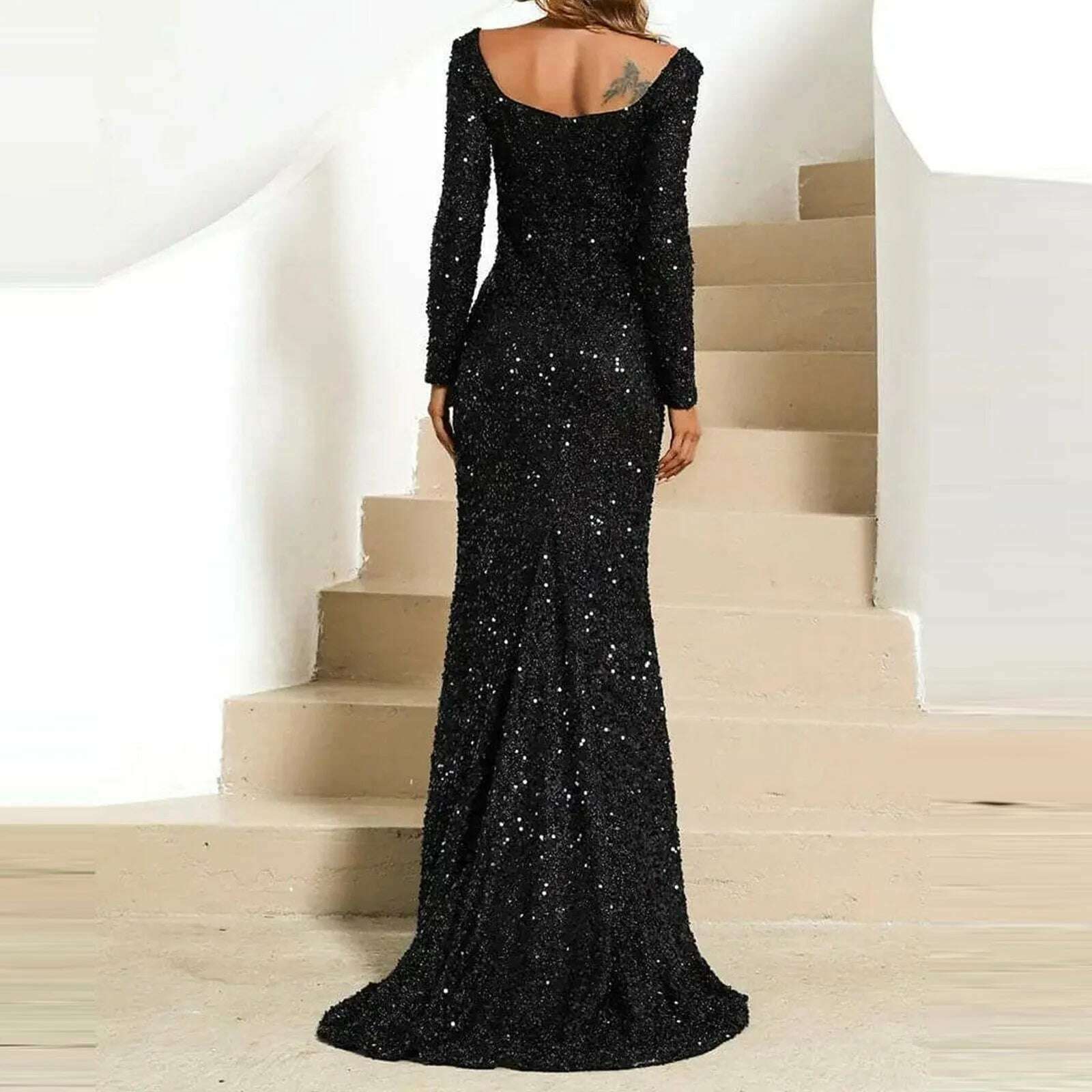 KIMLUD, Sweetheart Neck Trumpet Sleeve Floor Length Sequins Prom Dress Women Elegant Wedding Party Long Maxi Fashion Evening Dresses, KIMLUD Womens Clothes