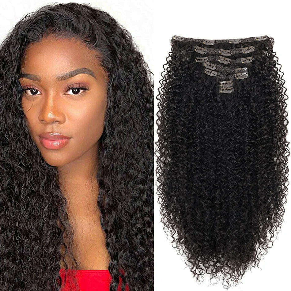 Synthetic Clip In Hair Extension Full Head Long 26”140g Afro Kinky Curly Fake Hair Pieces Clip-on Blacke Brown hairpin For Women - KIMLUD