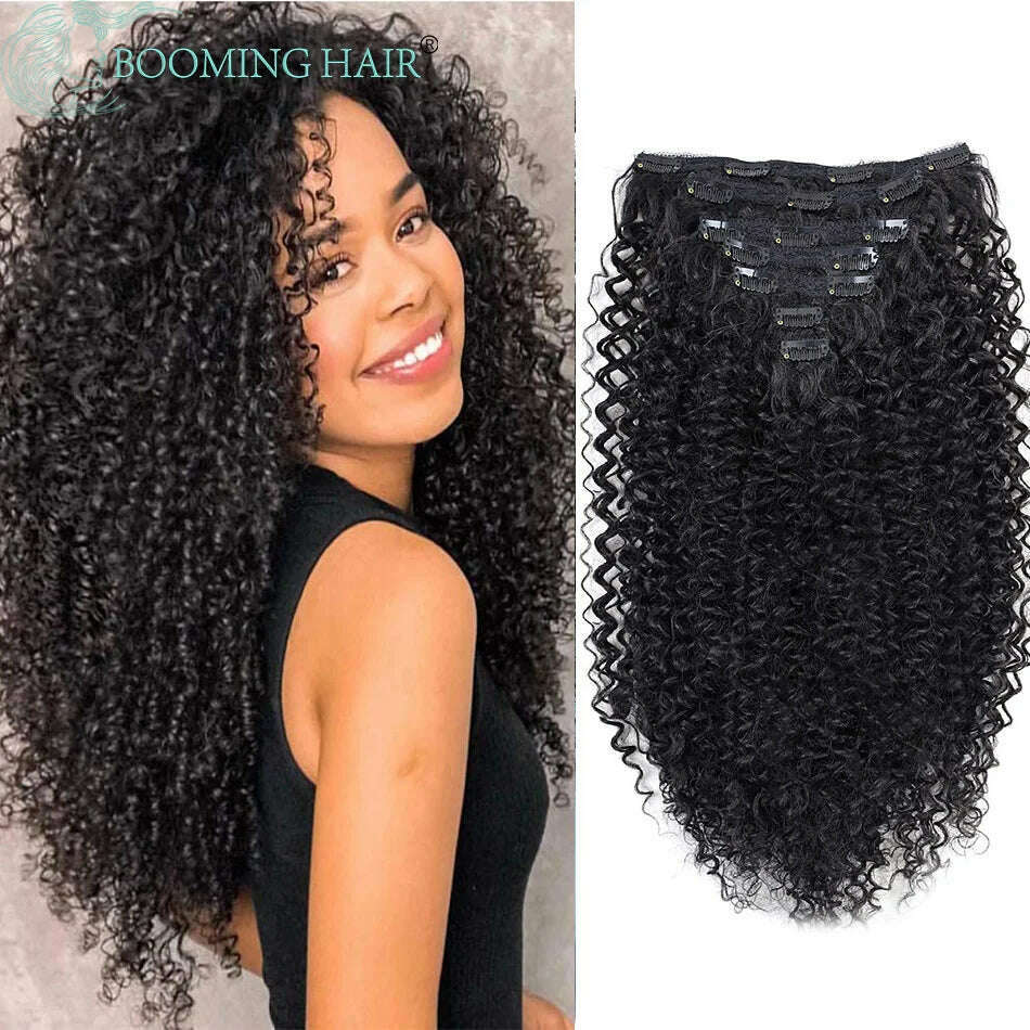 Synthetic Clip In Hair Extension Full Head Long 26”140g Afro Kinky Curly Fake Hair Pieces Clip-on Blacke Brown hairpin For Women - KIMLUD