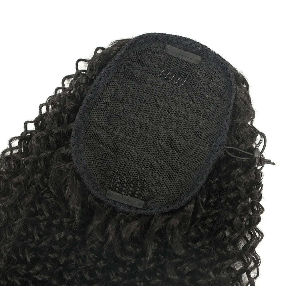 KIMLUD, Synthetic Jerry Curly Ponytail 24Inch Soft Black Drawstring Ponytail Curly Clip in Hair Extension Pony Tail Hairpieces for Women, KIMLUD Womens Clothes