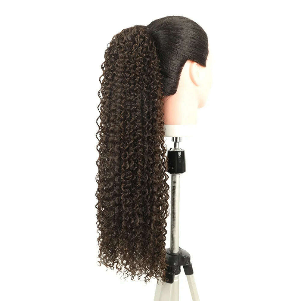 KIMLUD, Synthetic Jerry Curly Ponytail 24Inch Soft Black Drawstring Ponytail Curly Clip in Hair Extension Pony Tail Hairpieces for Women, SP2-4-30 / 24inches, KIMLUD APPAREL - Womens Clothes