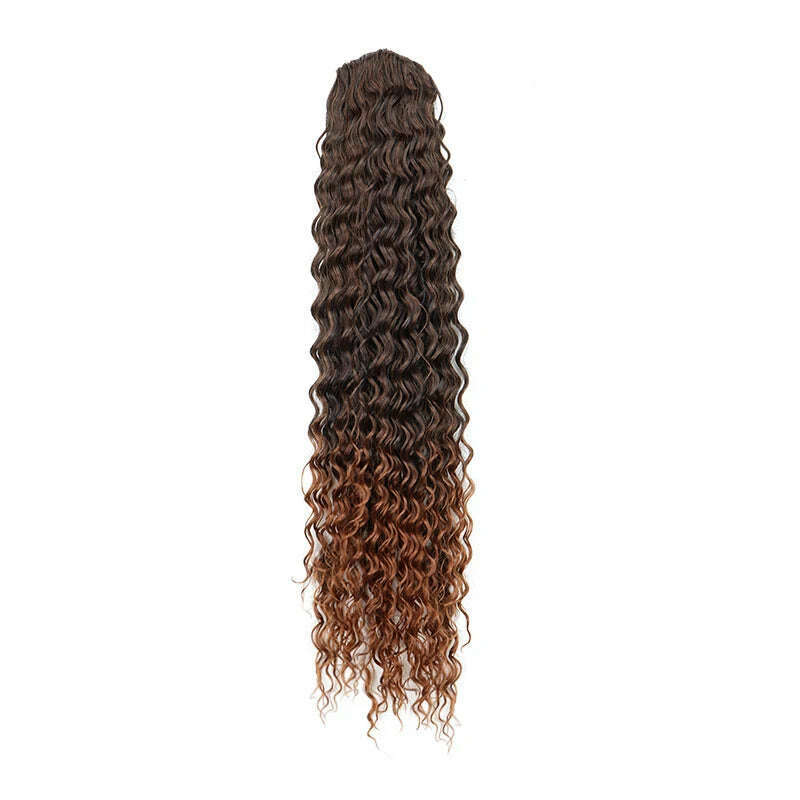 KIMLUD, Synthetic Long 22Inch Kinky Curly Ponytail Extensions Clip in Drawstring Ponytail Wig Afro Pony Tail Women Hairpiece, 1B30, KIMLUD APPAREL - Womens Clothes