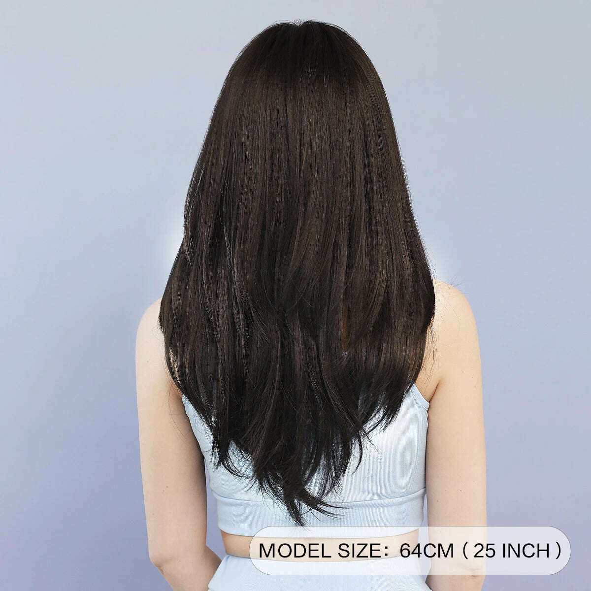 Synthetic Loose Straight Wig for Women Daily Party High Density Natural Middle Part Layered Black Hair Wigs with Curtain Bangs - KIMLUD