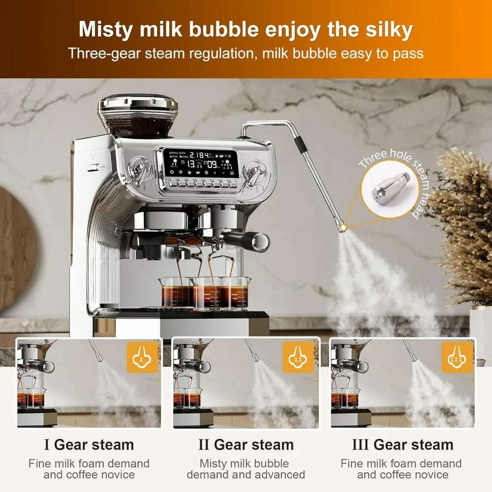 KIMLUD, TC530 Espresso Machine with Milk Frother，Semi Automatic Coffee Machine with Grinder,Easy To Use Espresso Coffee Maker, KIMLUD Womens Clothes